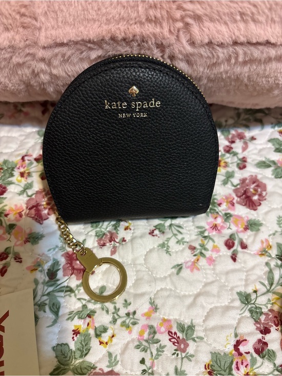 kate spade Handbags - kate spade Black Pebbled Leather Half-Moon Coin Pouch with Gold Keyring